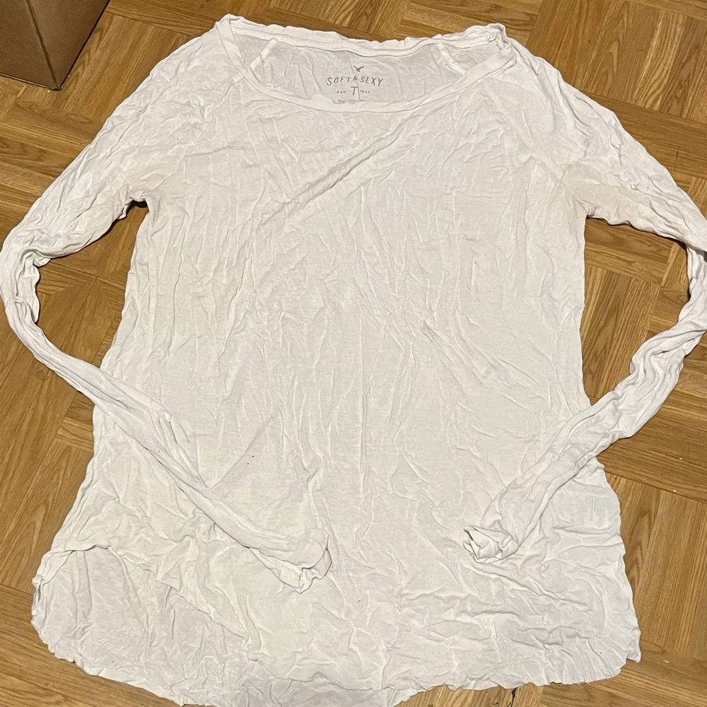 American Eagle Outfitters Soft White Long Sleeve Tee